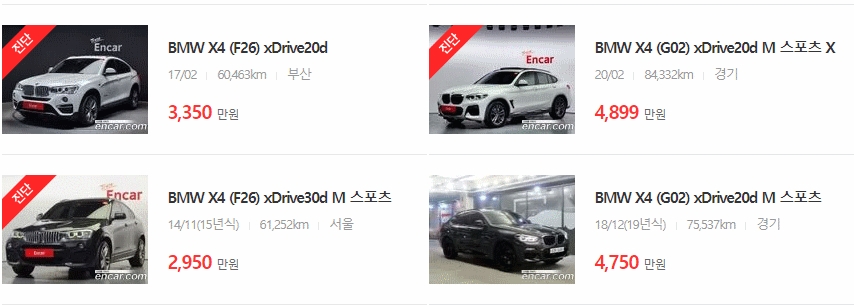BMW X4 중고차 시세