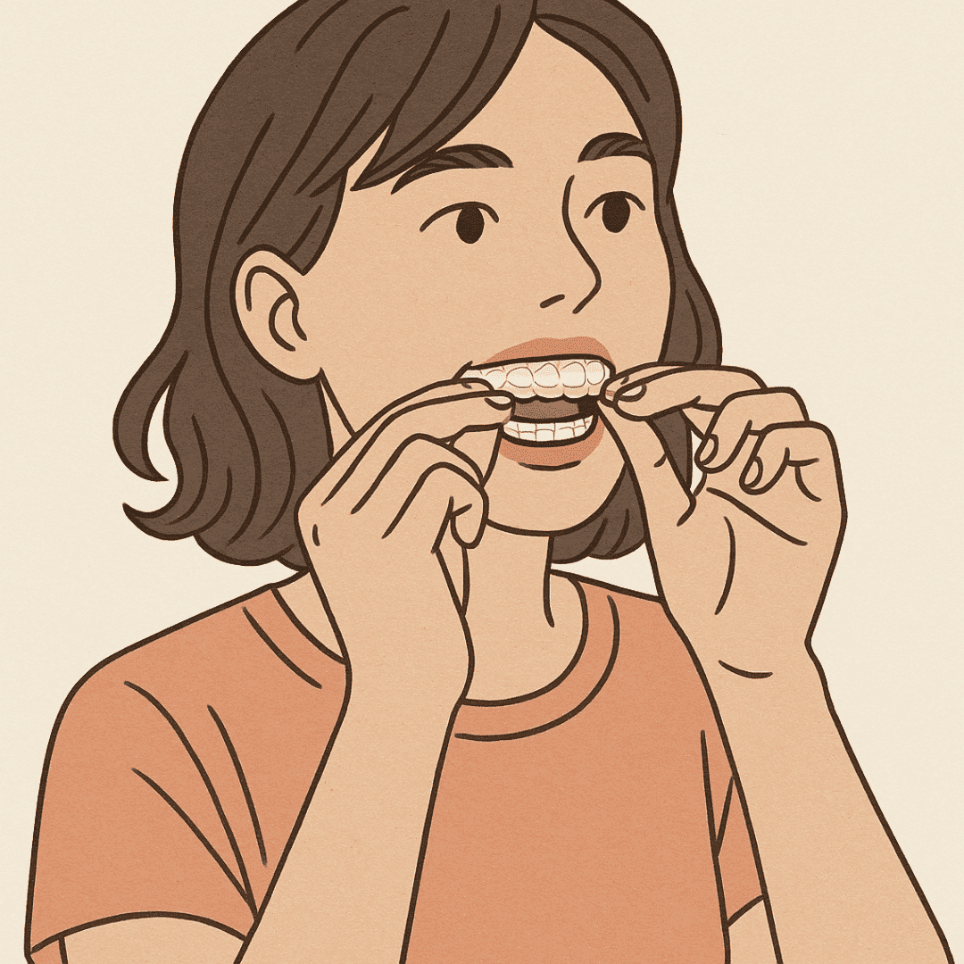 투명교정을-하는-여자의-모습