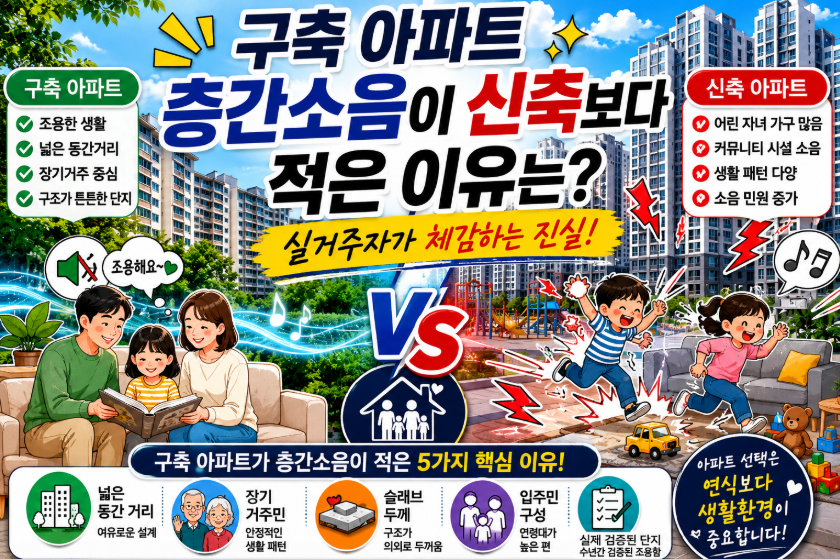 층간소음, 신축보다 구축이 유리한 이유