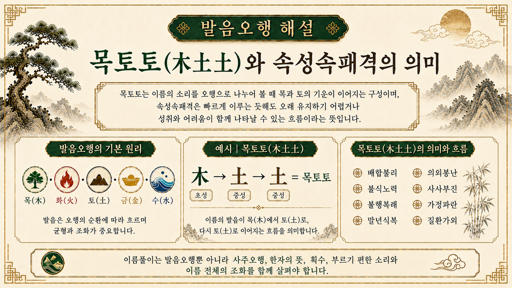 경산작명원 발음오행 목토화와 골육상쟁격 의미를 설명하는 누리작명소 이미지