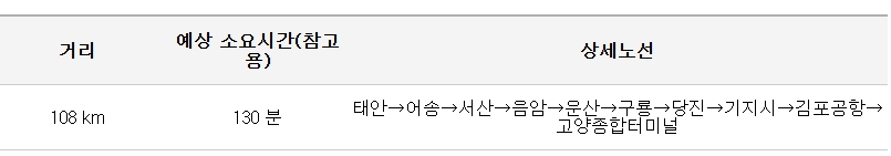 당진 김포공항 리무진 버스 노선 시간표 요금 예약 방법
