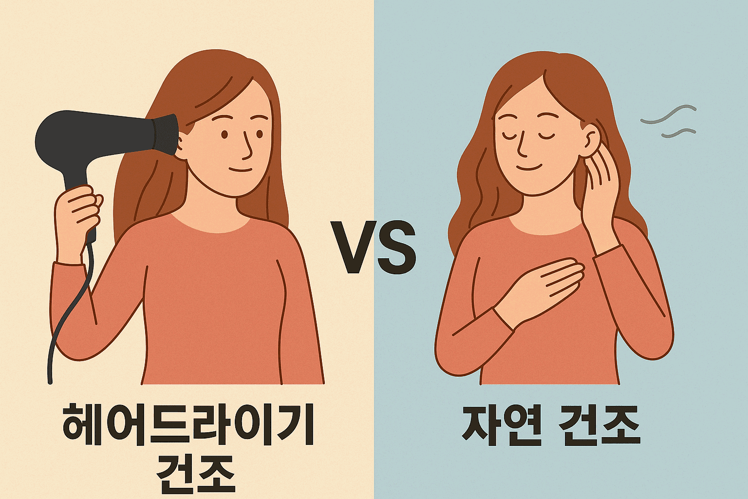 헤어드라이기 건조 vs 자연 건조-최적의 헤어 건조법?