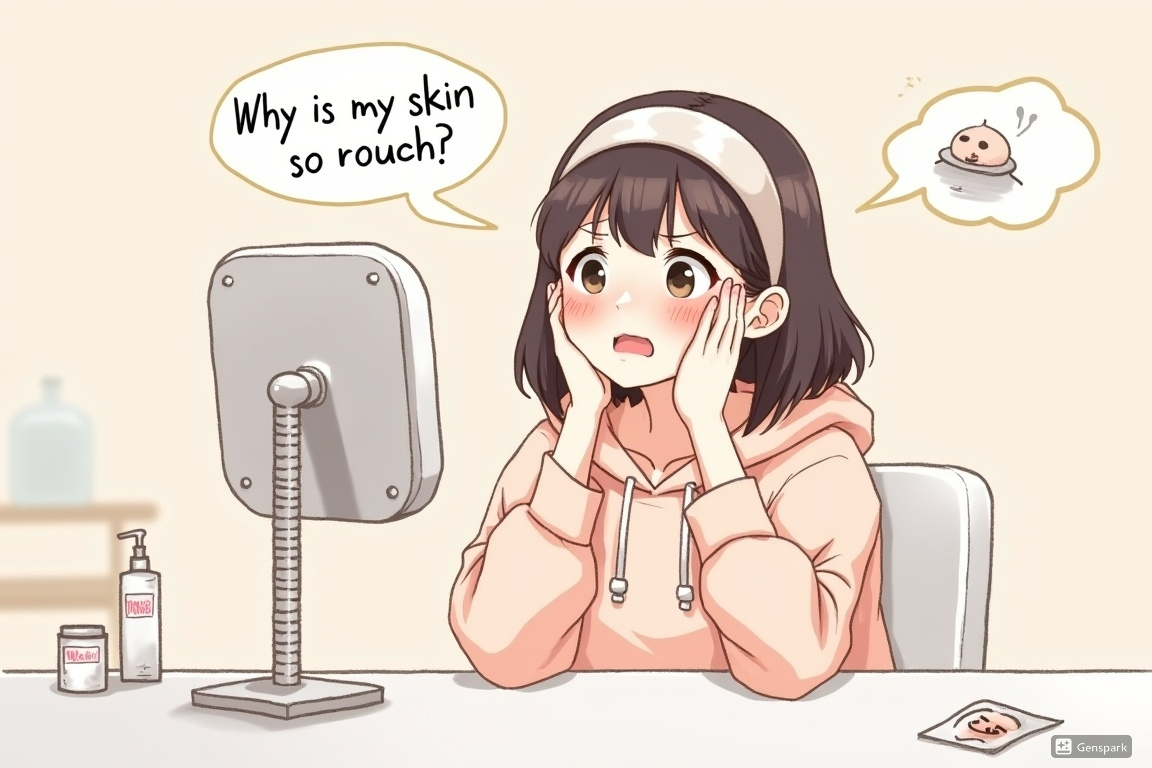 각질이 일어난 피부를 걱정하는 여성