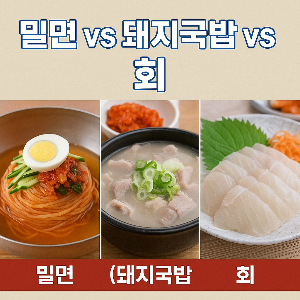 부산 미식 대전: 밀면 vs 돼지국밥 vs 회 맛집 비교 분석