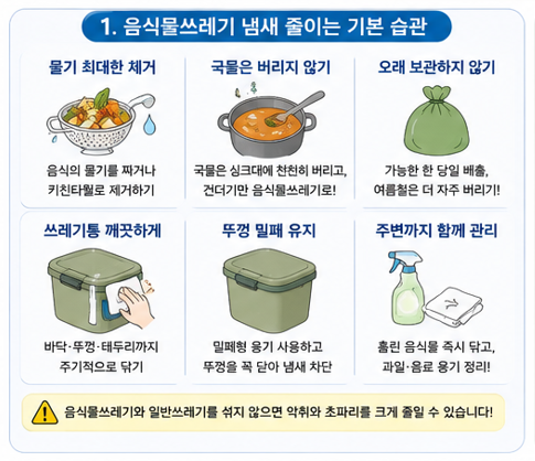 음식물쓰레기 냄새 줄이는 기본 습관