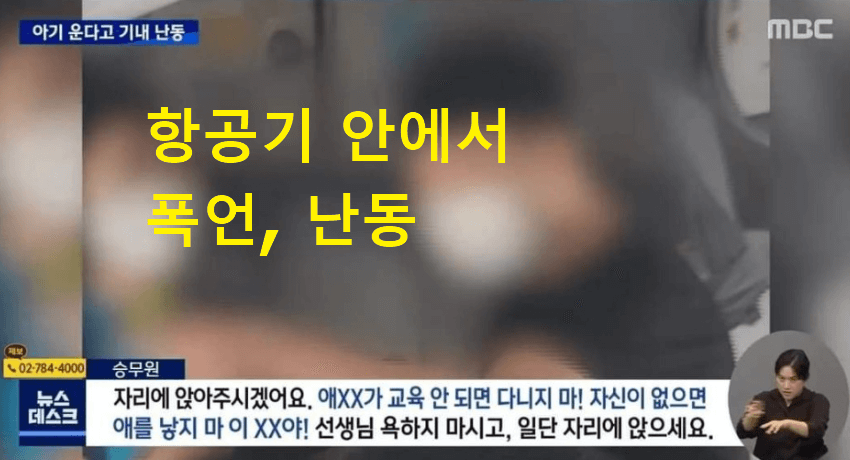 항공기 안 폭언 난동 혐의 출처 MBC 뉴스데스크 캡쳐