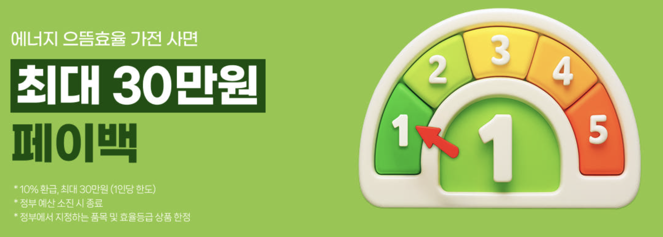 으뜸효율 가전 30만원 페이백