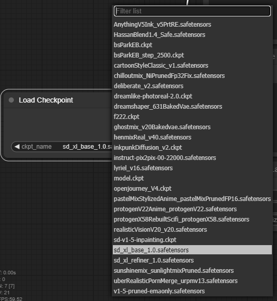 체크포인트 파일 선택