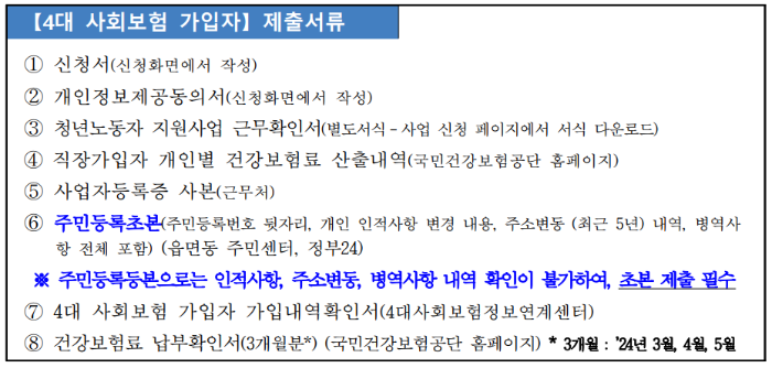 4대보험 가입자 제출서류