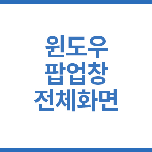 윈도우팝업창 전체화면