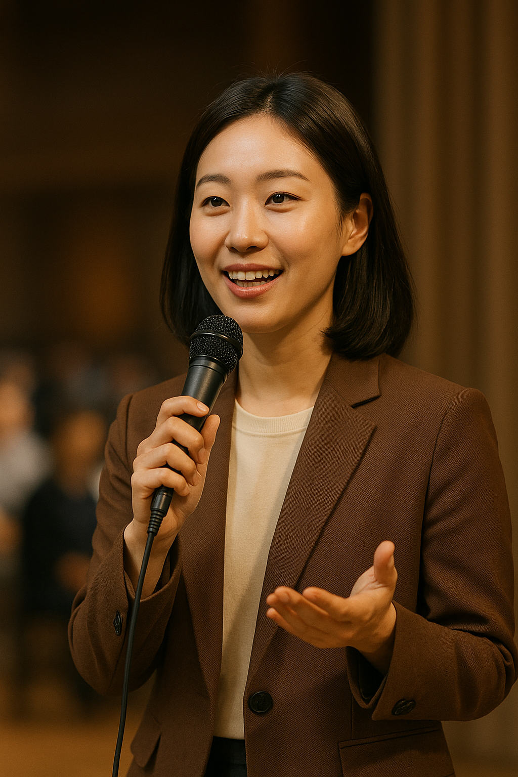 강의 중인 교사와 마이크를 든 가수