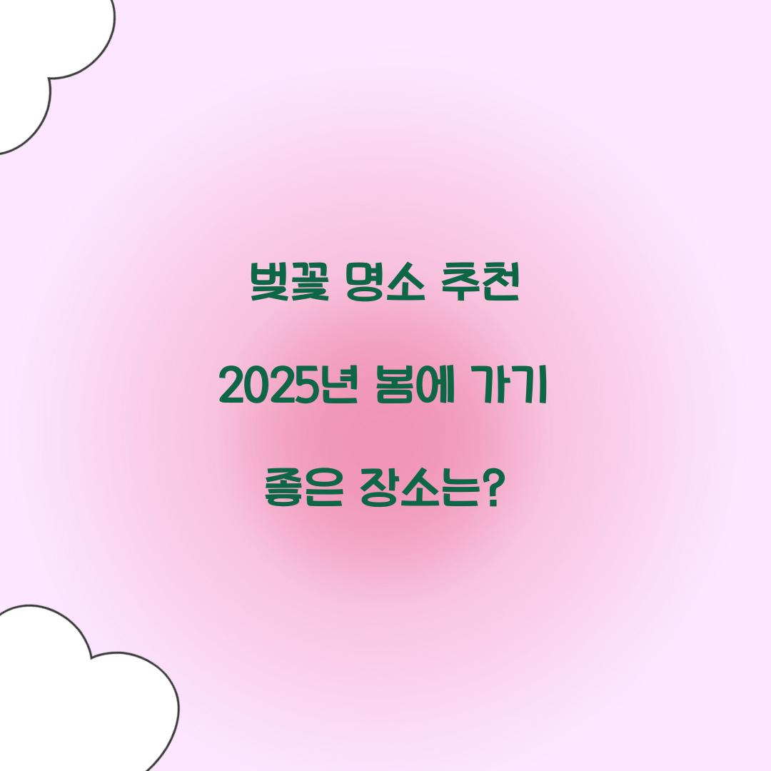 벚꽃 명소 추천