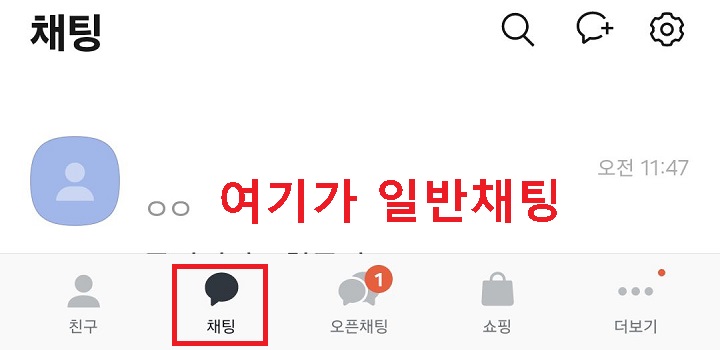 일반 채팅란 보임