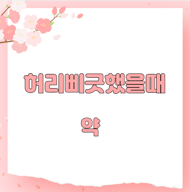 허리삐긋했을때 약