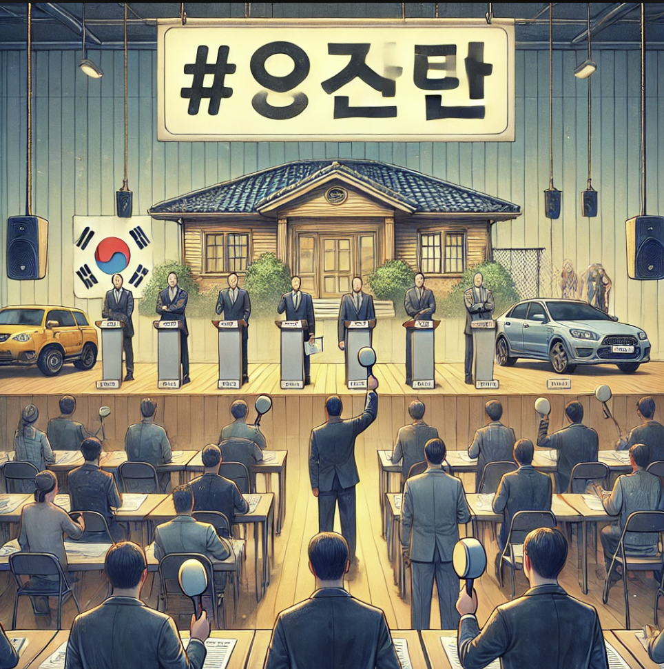 다양한 자산이 경매에 부쳐지는 경매장 장면