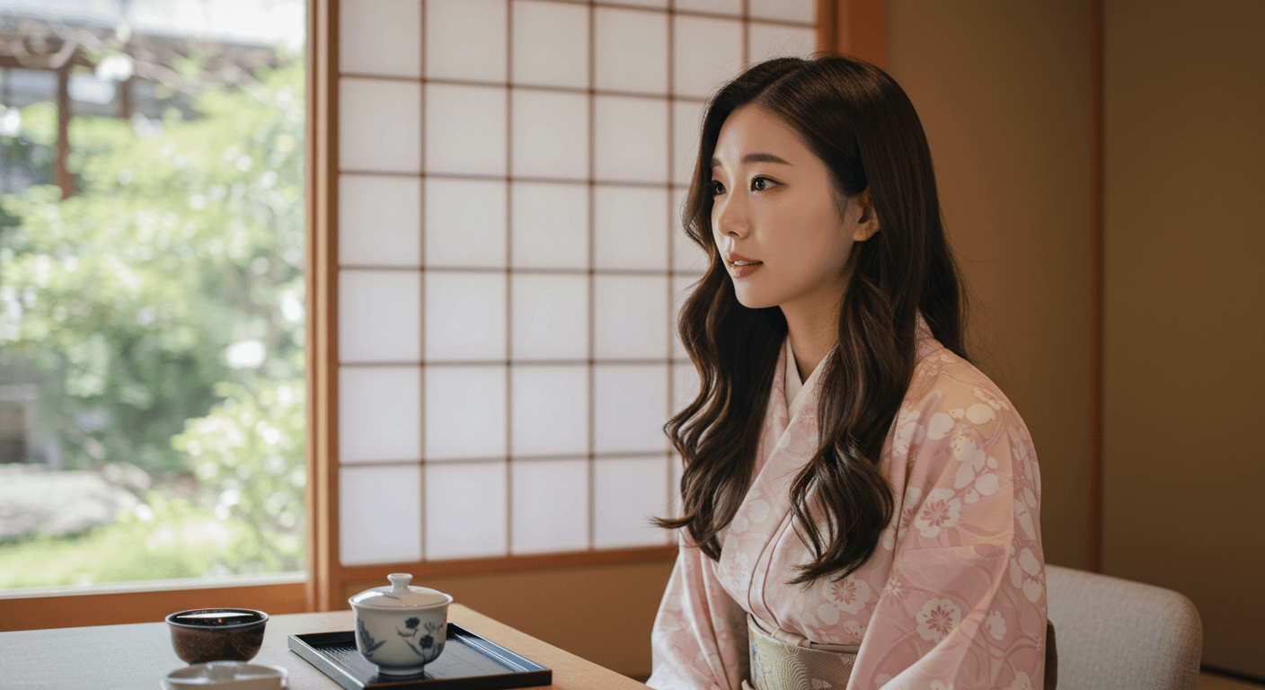 일본에서 다도 체험을 하는 사람