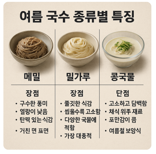 여름 국수 종류별 특징 사진
