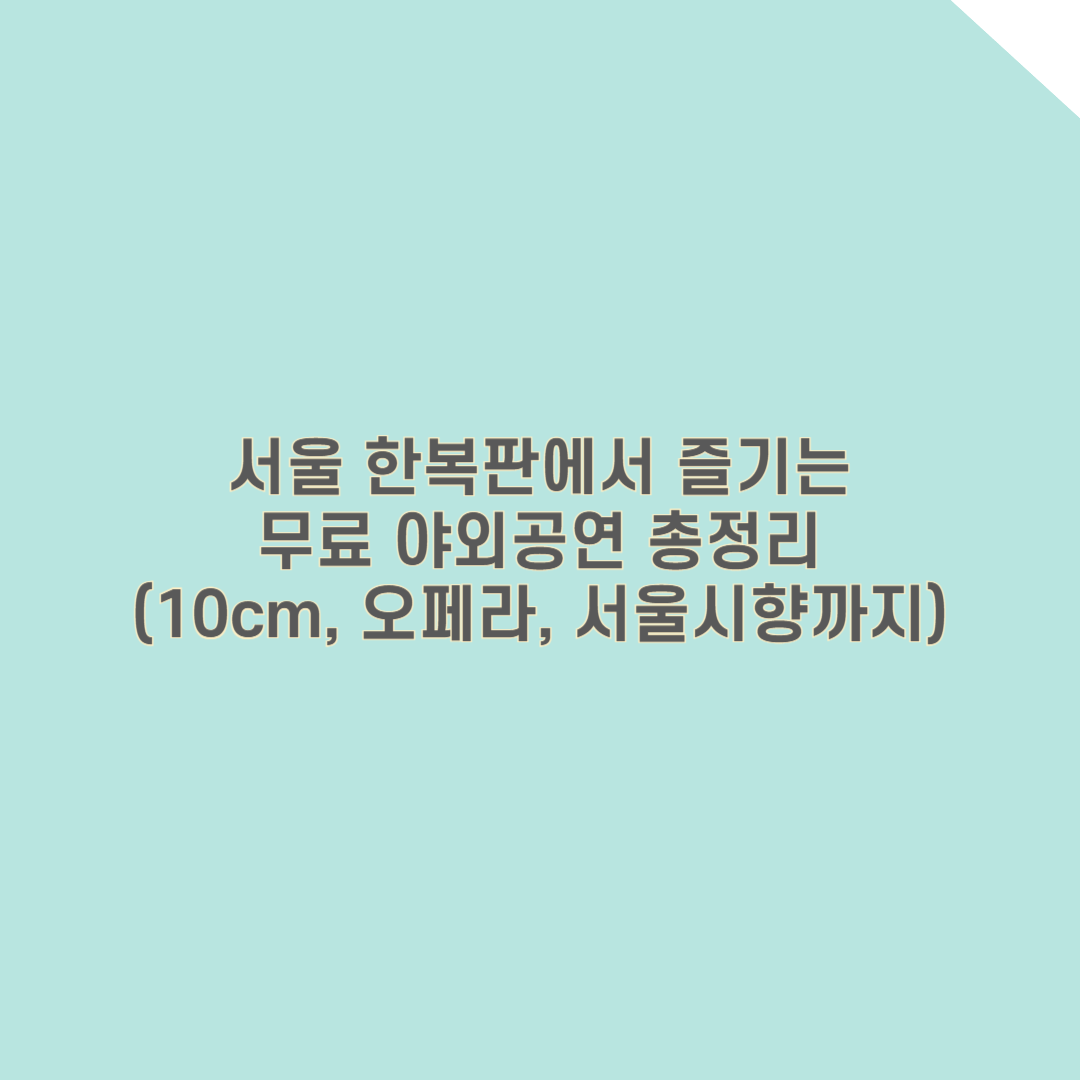 서울 한복판에서 즐기는 무료 야외공연 총정리 (10cm,오페라,서울시향까지)