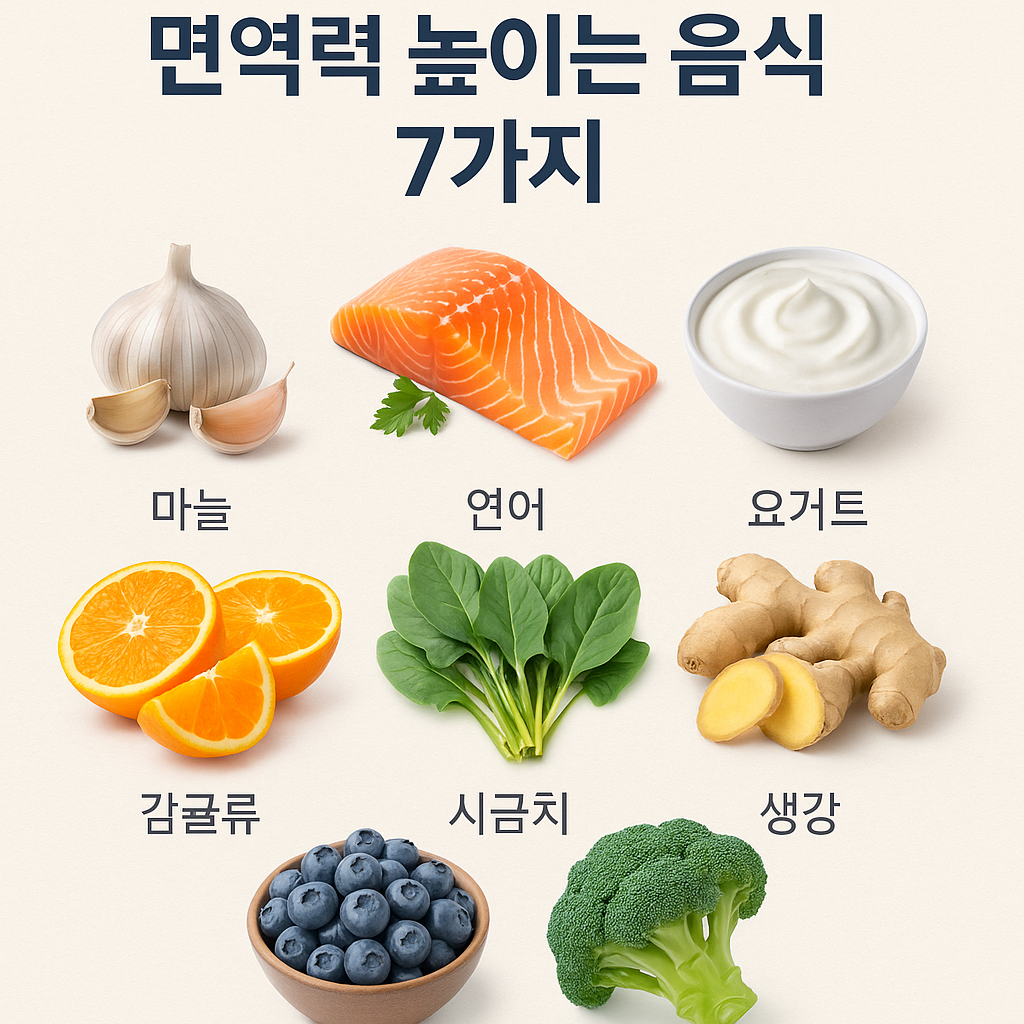 마늘, 생강, 요거트 등 면역력 강화 식품 인포그래픽