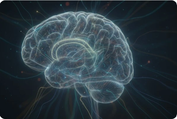 DMN을 은유적으로 표현한 뇌 회로 이미지