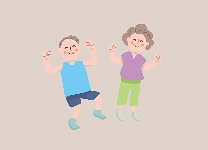 운동중인-노부부