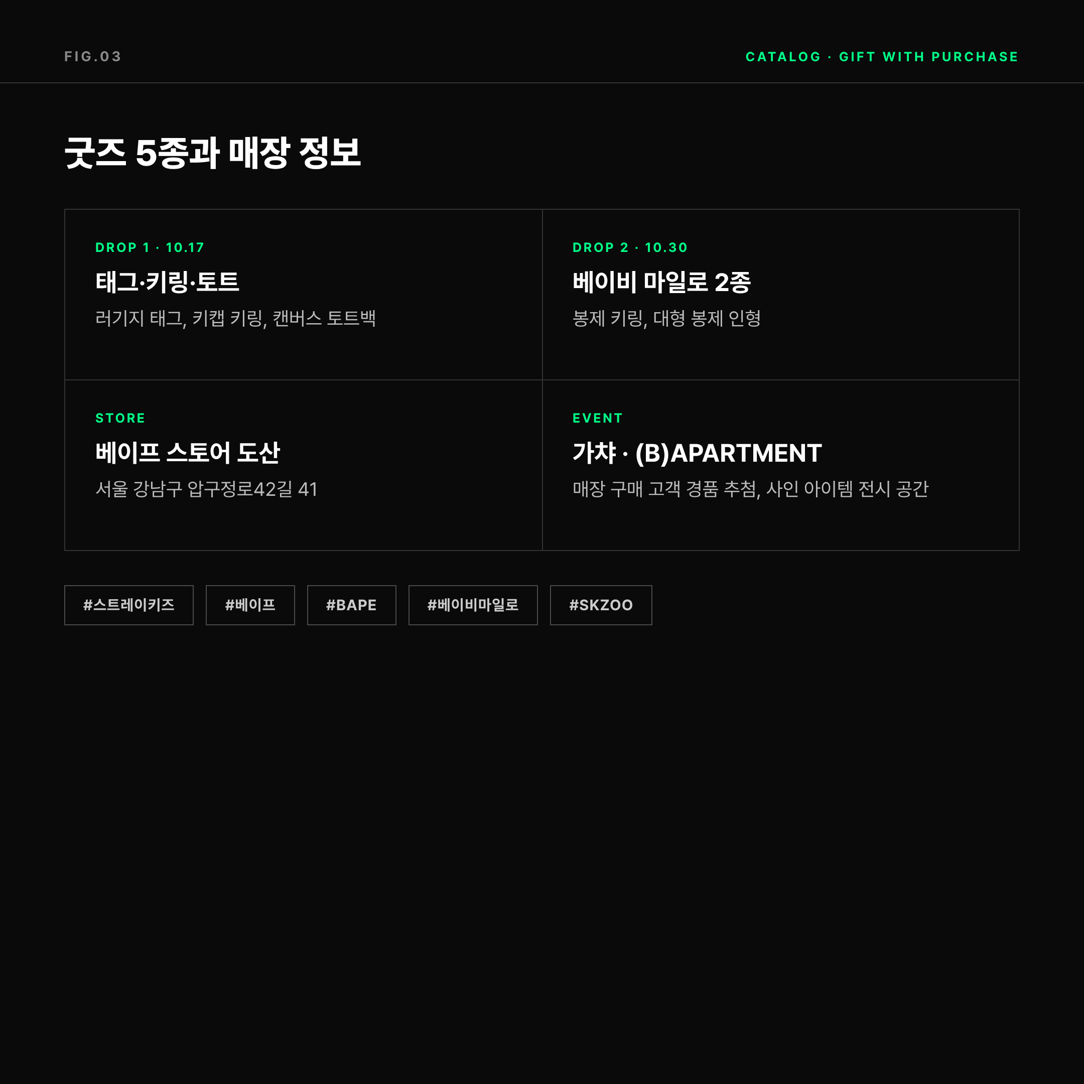 2026 스트레이 키즈 베이프 굿즈 5종 카탈로그