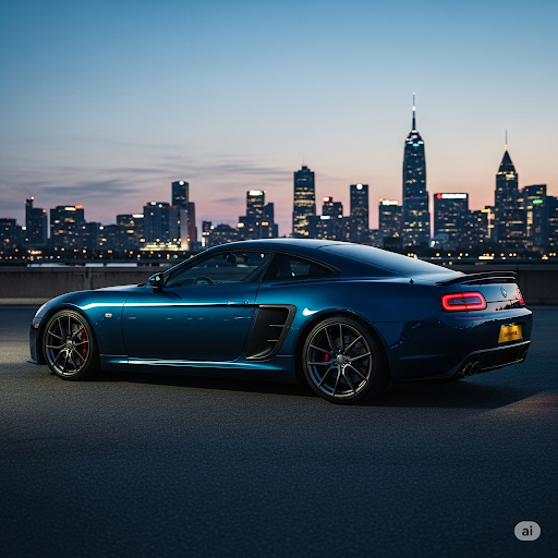 야경의 배경으로 쿠페형세단