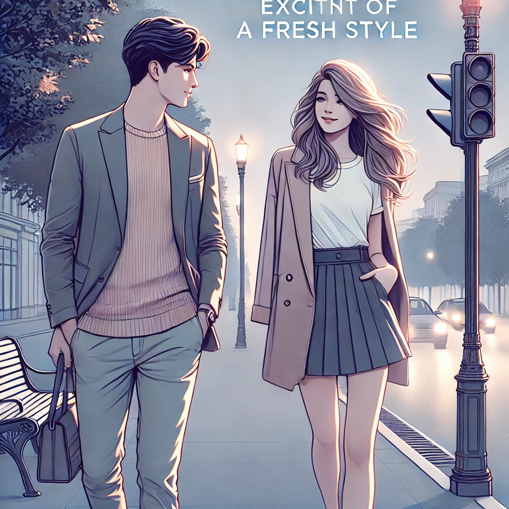 조용한 거리에서 세련된 스타일로 데이트를 즐기는 커플, 연인의 새로운 모습을 발견하는 순간