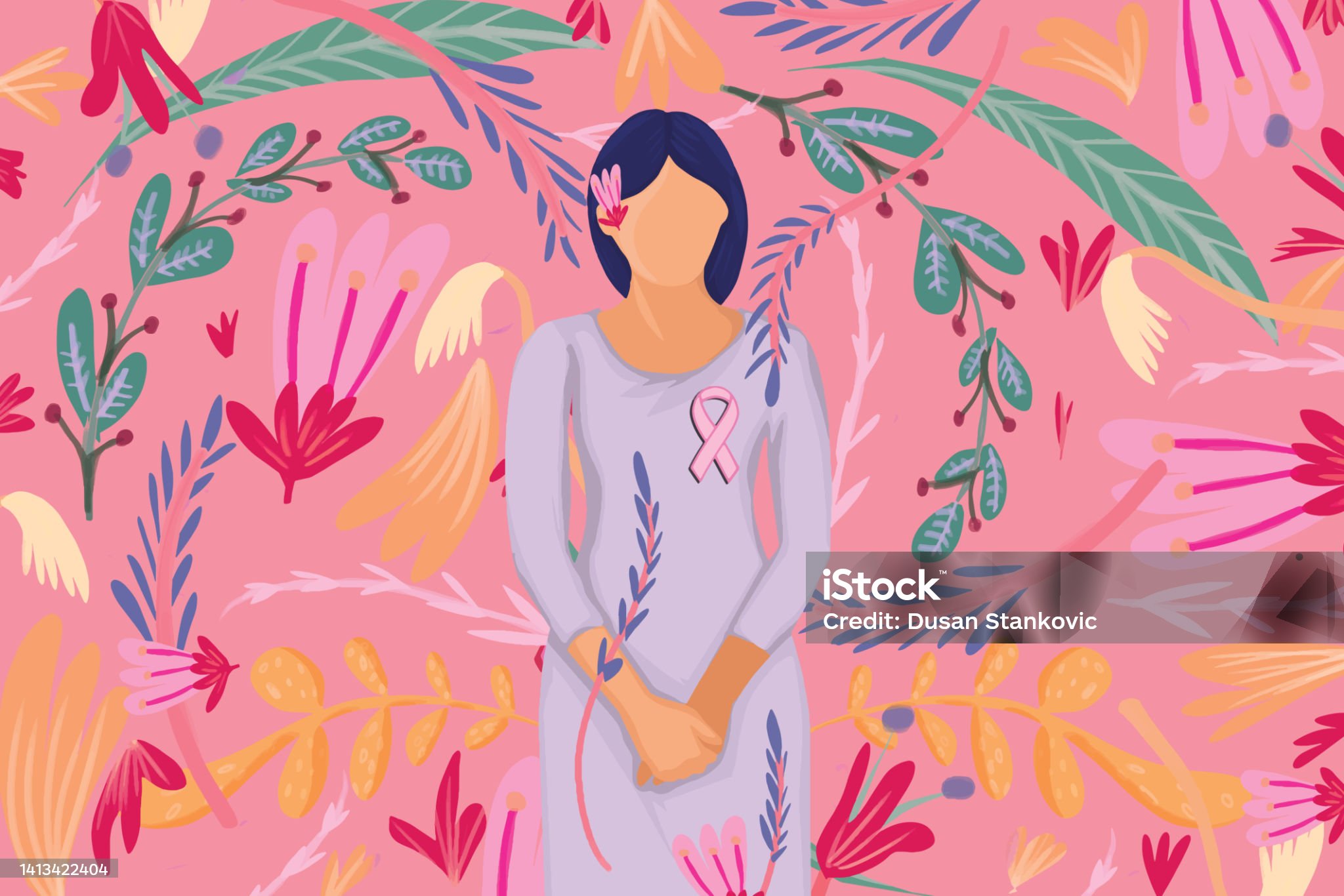 유방암 인식 리본을 달을 이미지 사진