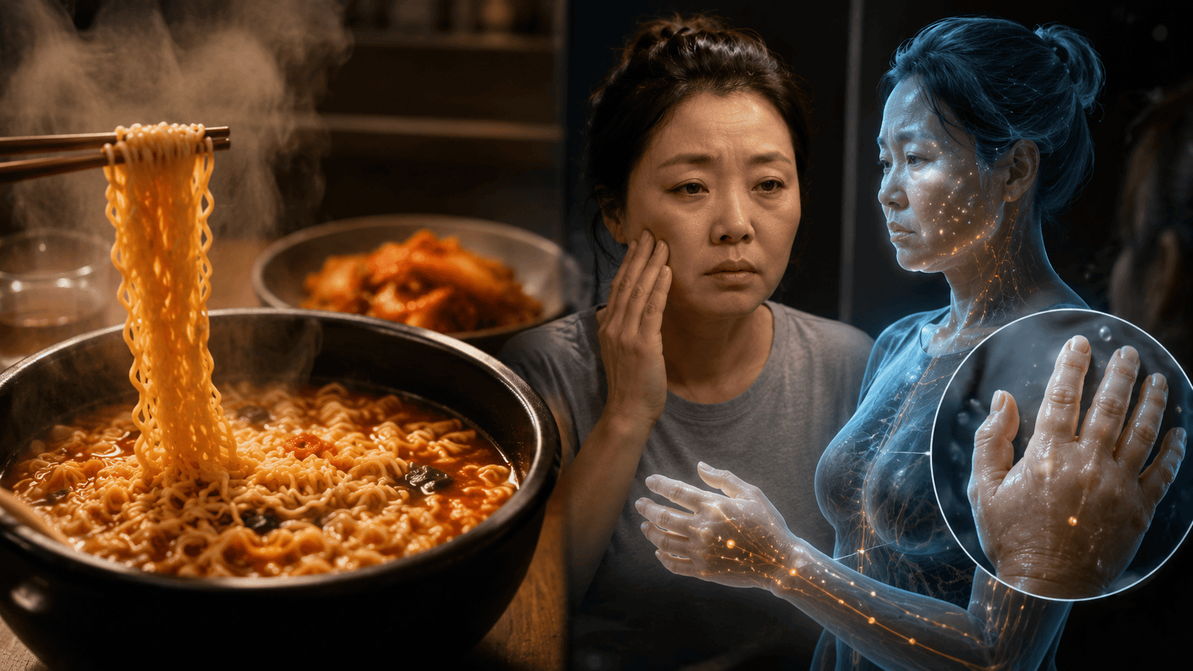 라면을 먹으면 붓는 가장 큰 이유는 나트륨과 수분 정체 때문이다