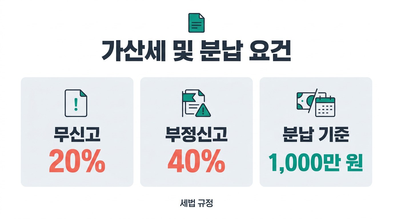 양도소득세 신고방법 가산세 및 분납 요건