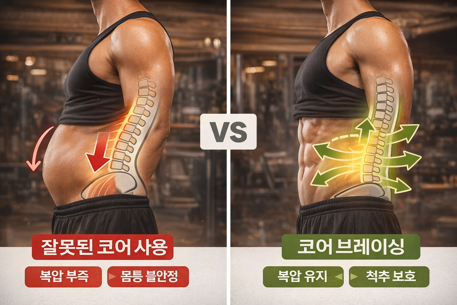 플랭크 코어 브레이싱 복압 유지 몸통 안정