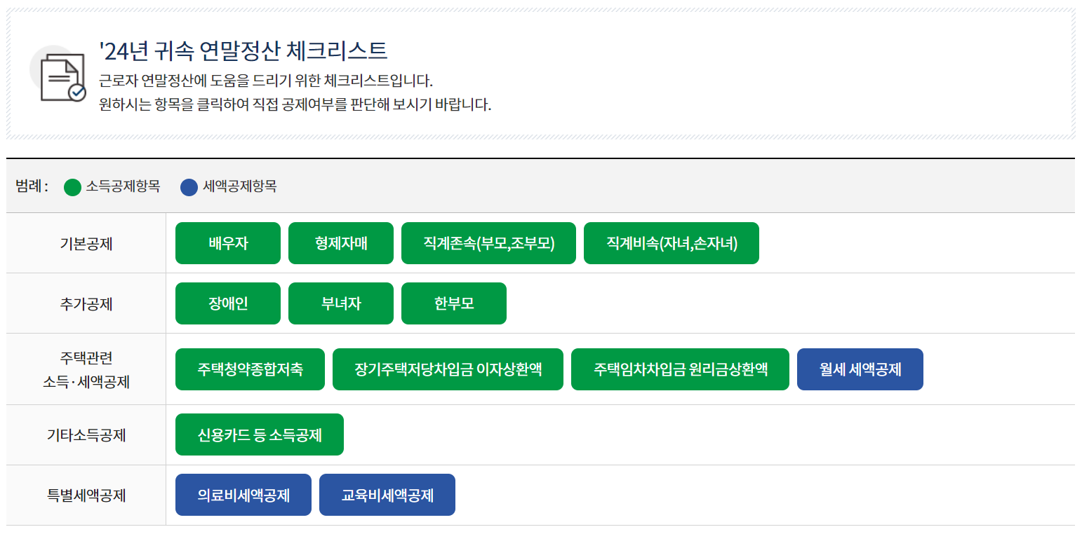 2024 연말정산 체크리스트