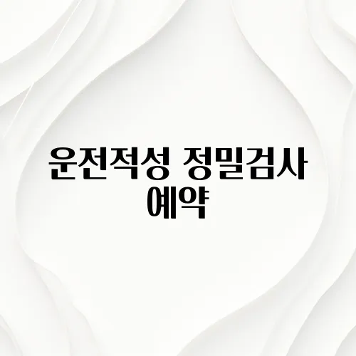 운전적성 정밀검사 예약