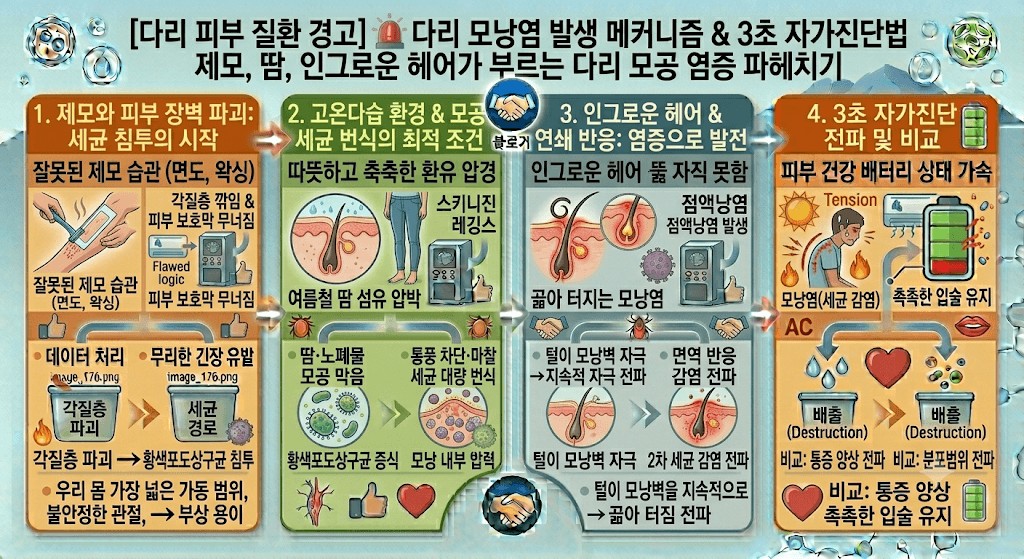 다리 모낭염 발생 메커니즘