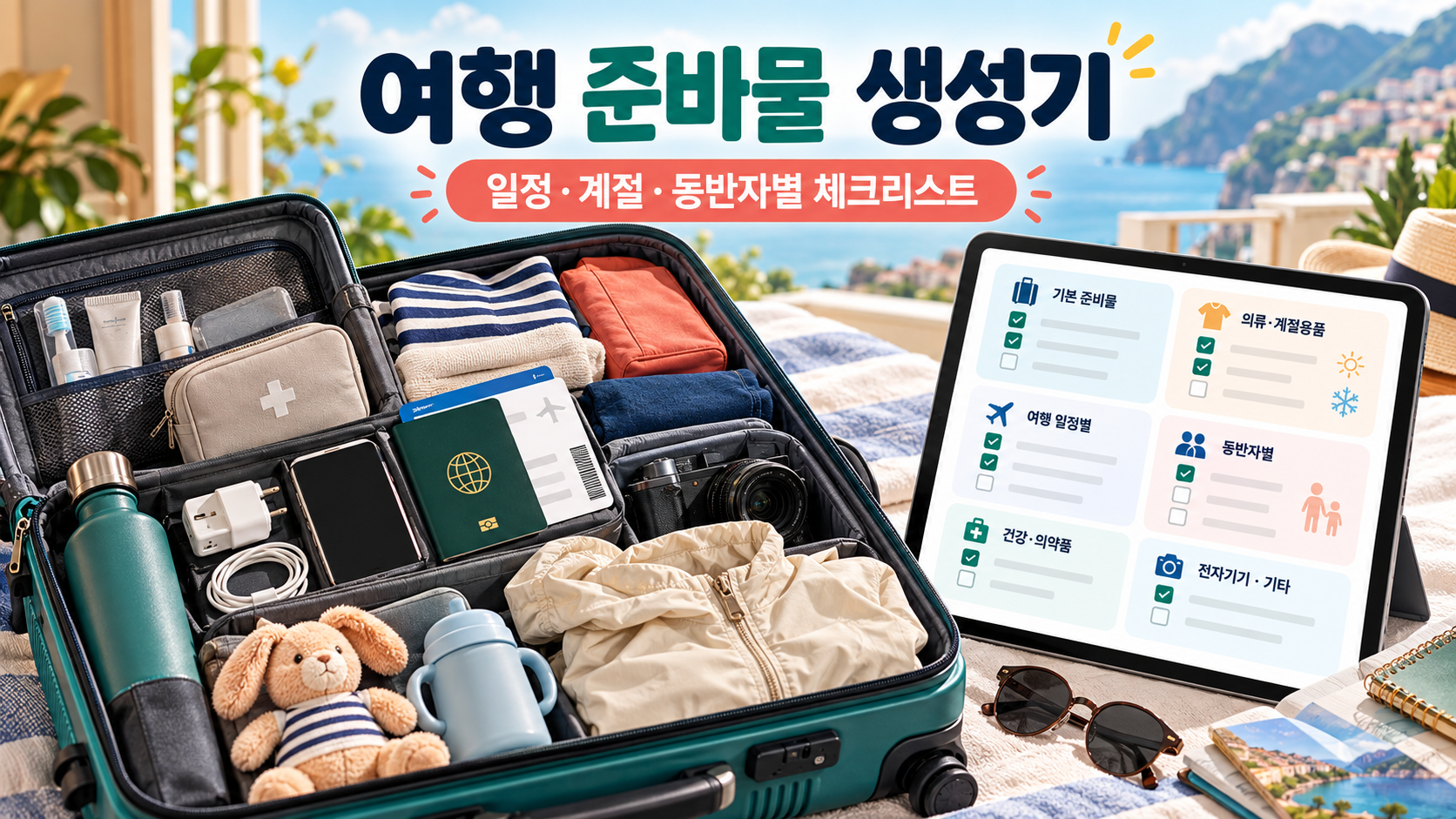 여행 준비물 생성기 - 국내·해외여행 일정과 계절별 체크리스트