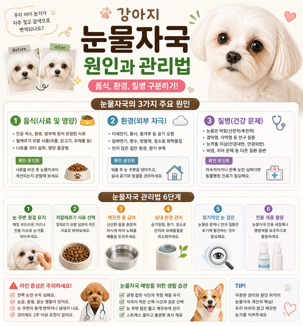 강아지 눈물자국 원인과 관리법 사진 설명