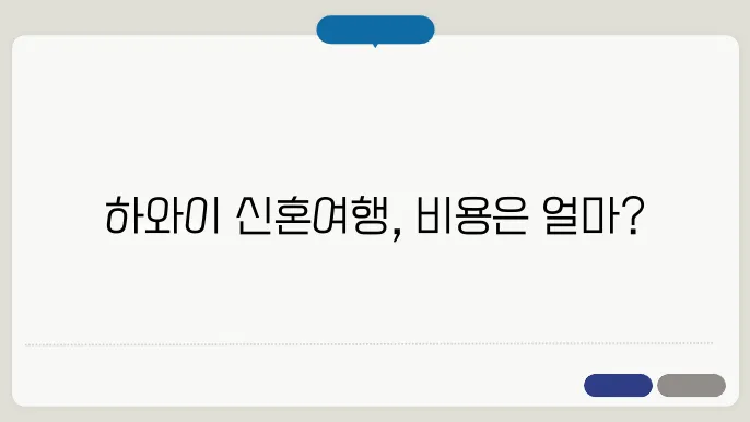 하와이 신혼여행 비용