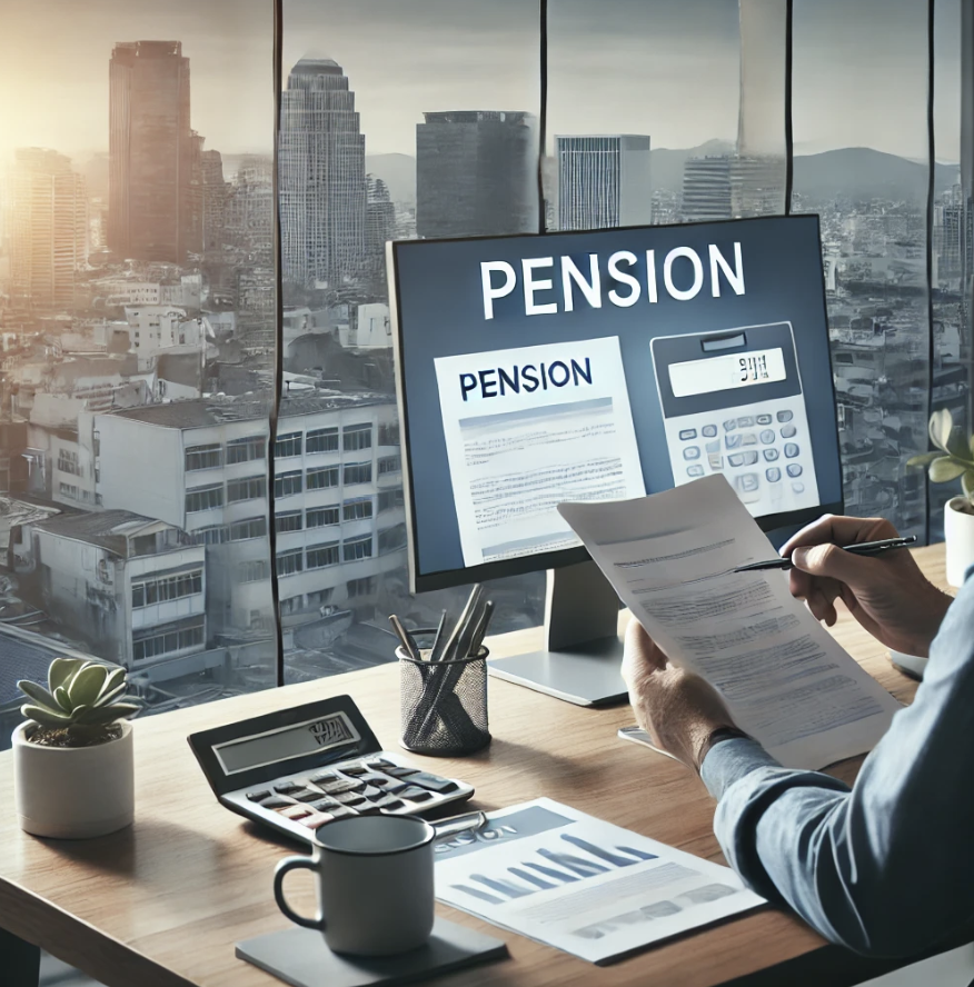 연금 서류 검토하는 직장인