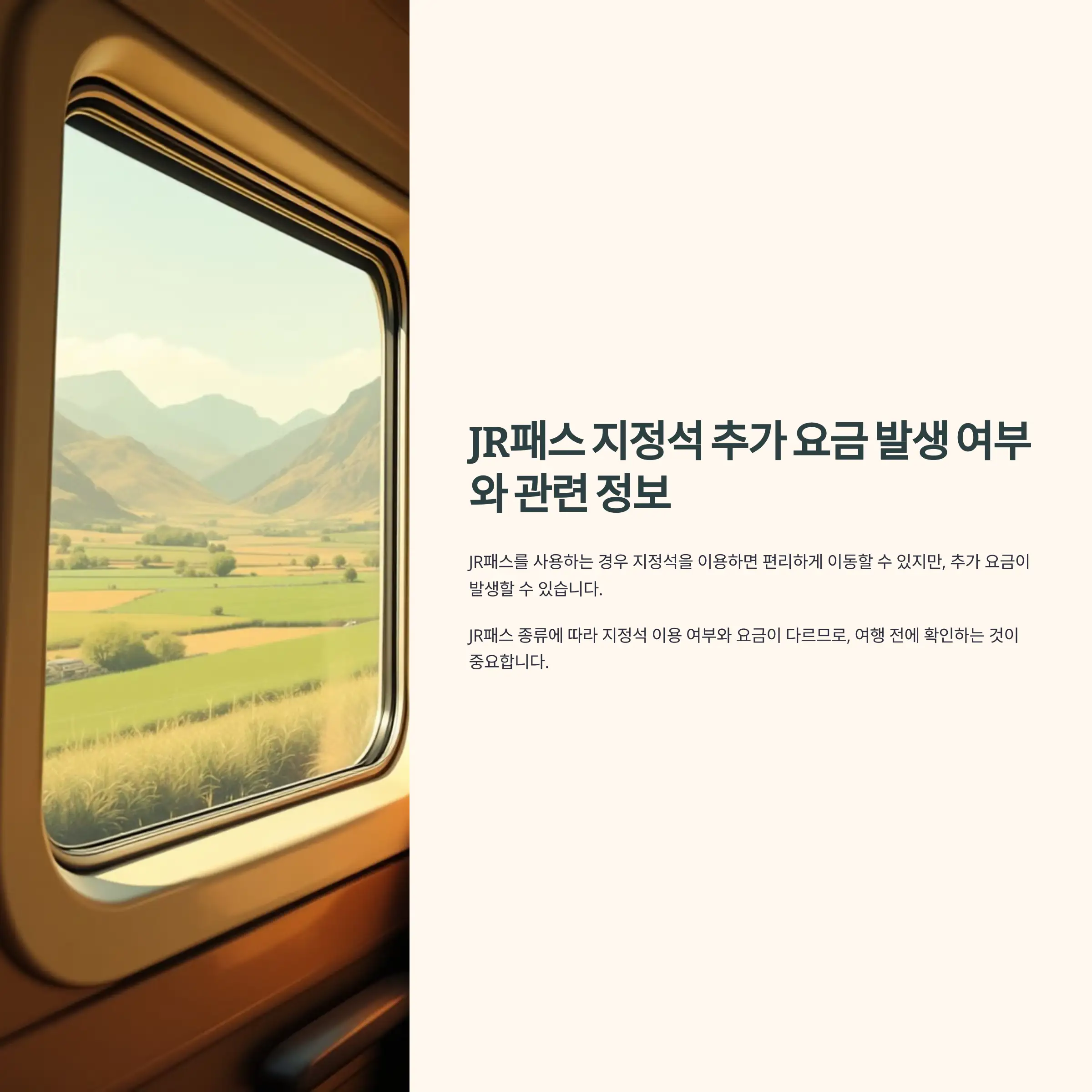 JR패스 지정석 추가 요금 발생 여부 자유석