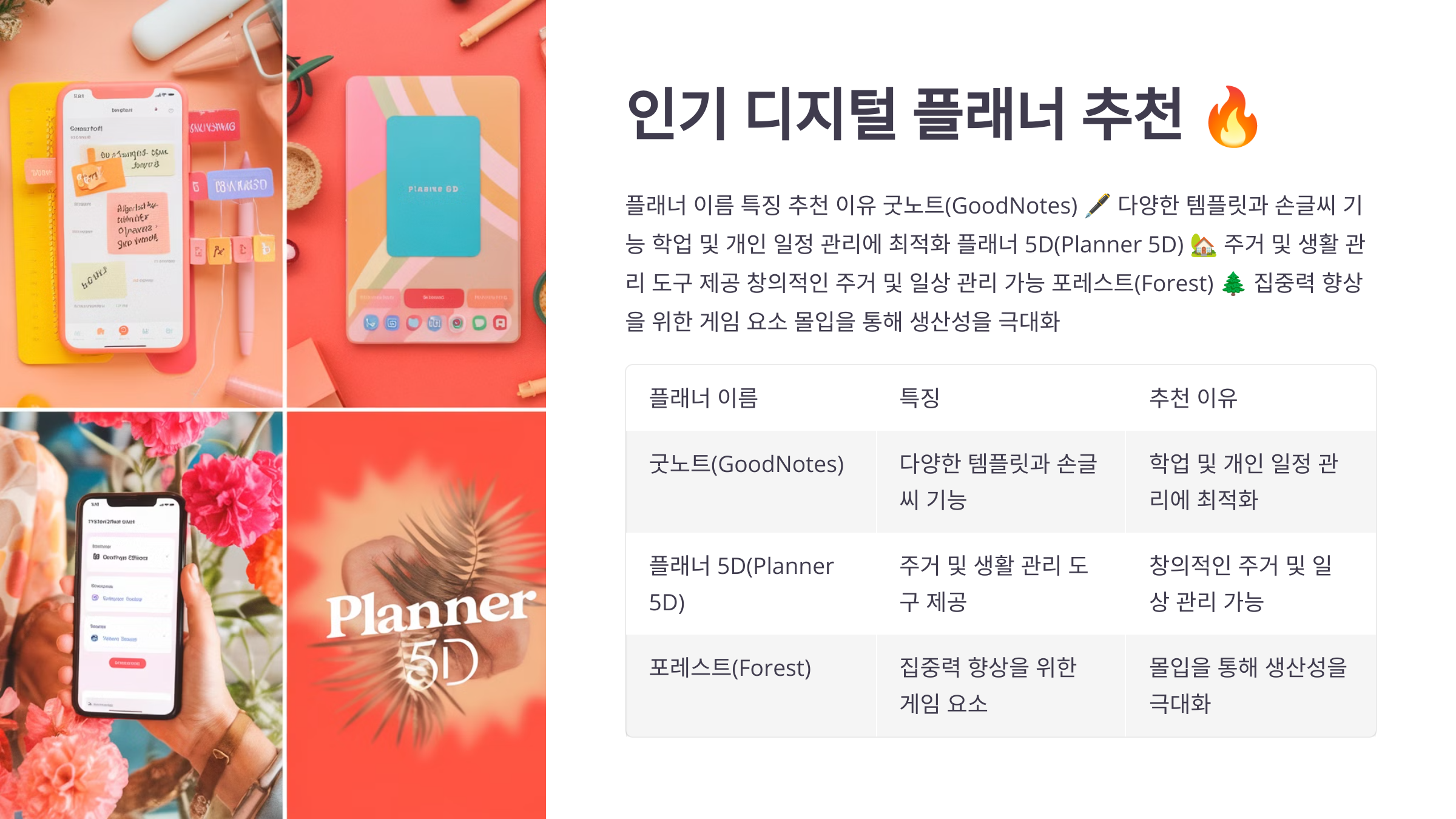 인기 디지털 플래너 추천