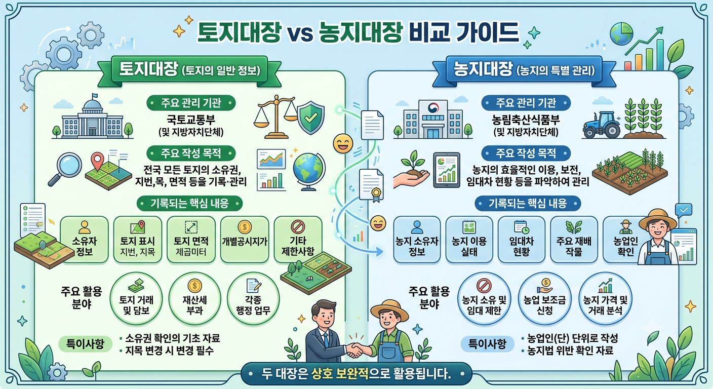 토지대장 vs 농지대장, 지목과 실제 경작 현황 다를 때 해결 방법과 차이점5!!
