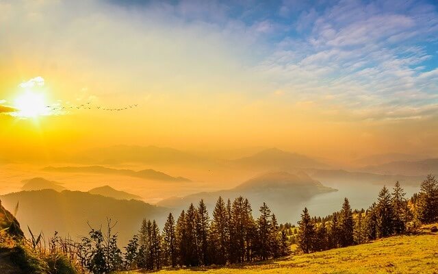 철새들이 무리지어 나는 가을 하늘 풍경