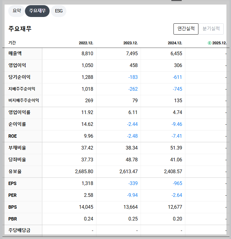 원익홀딩스 재무 지표