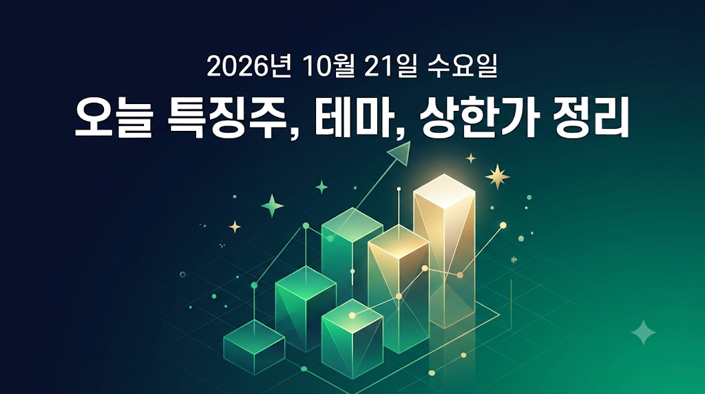 2026년 10월 21일 오늘 특징주, 강세테마, 상한가 종목 정리하기 썸네일 이미지
