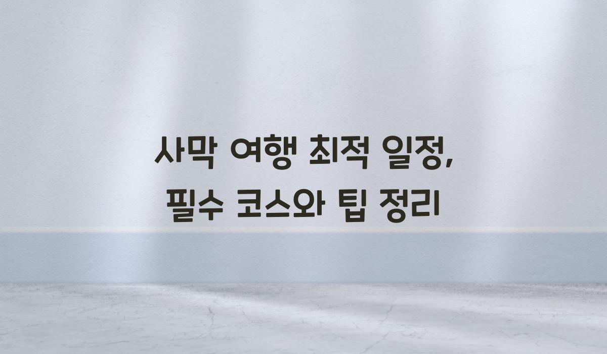 사막 여행 최적 일정