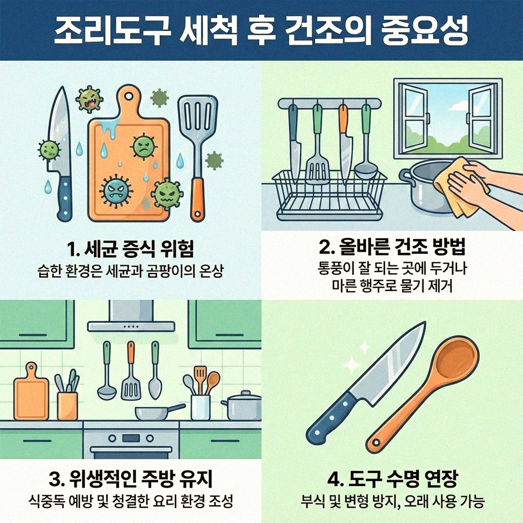 주방 도구 위생적으로 관리하는 건조 방법