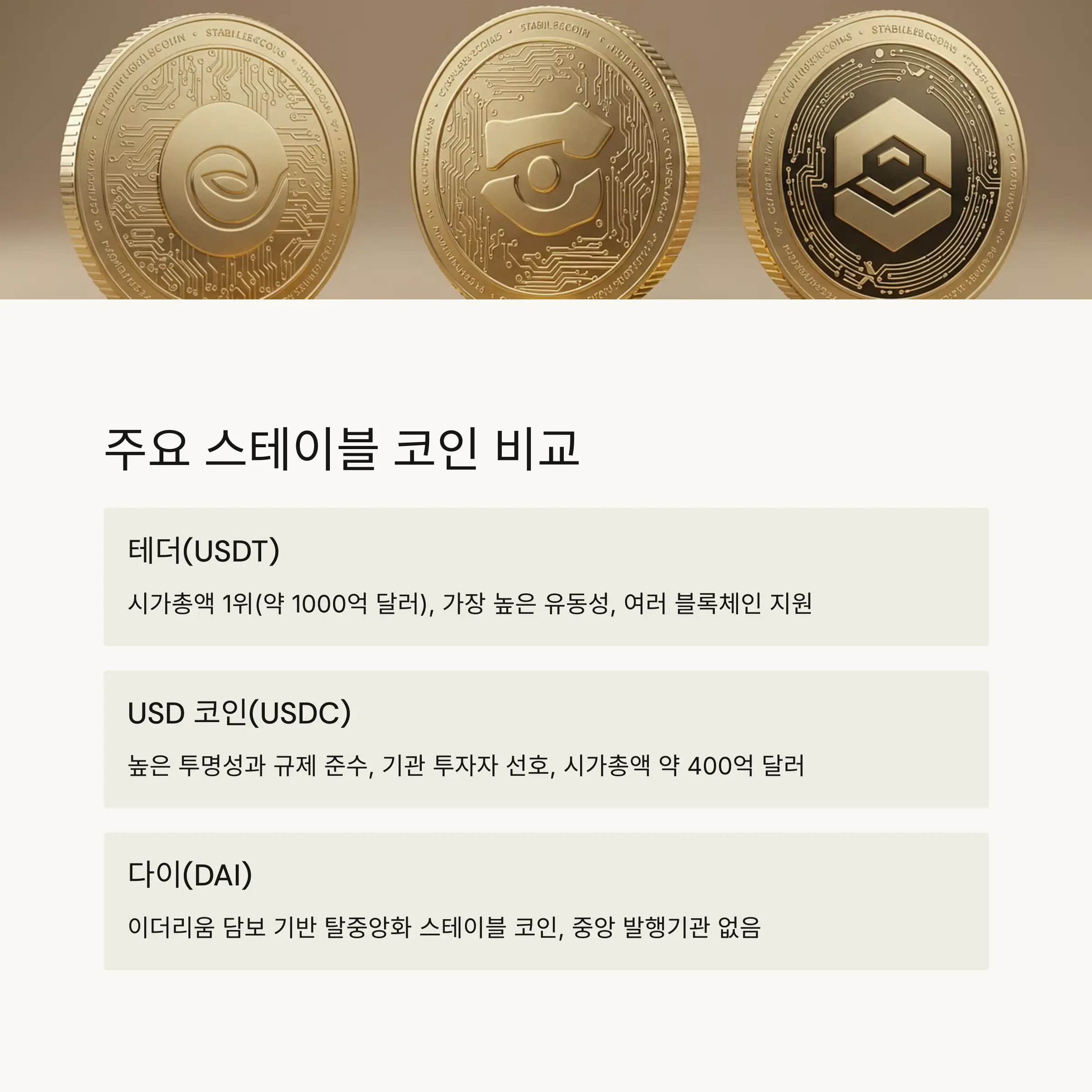 🔍 주요 스테이블 코인 종류