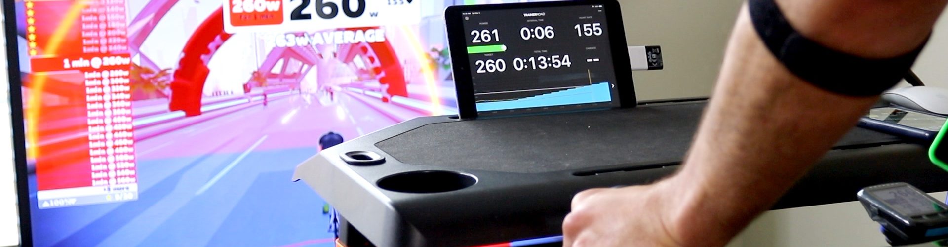 Zwift 램프 테스트 화면 예시(점진적 상승 형태)