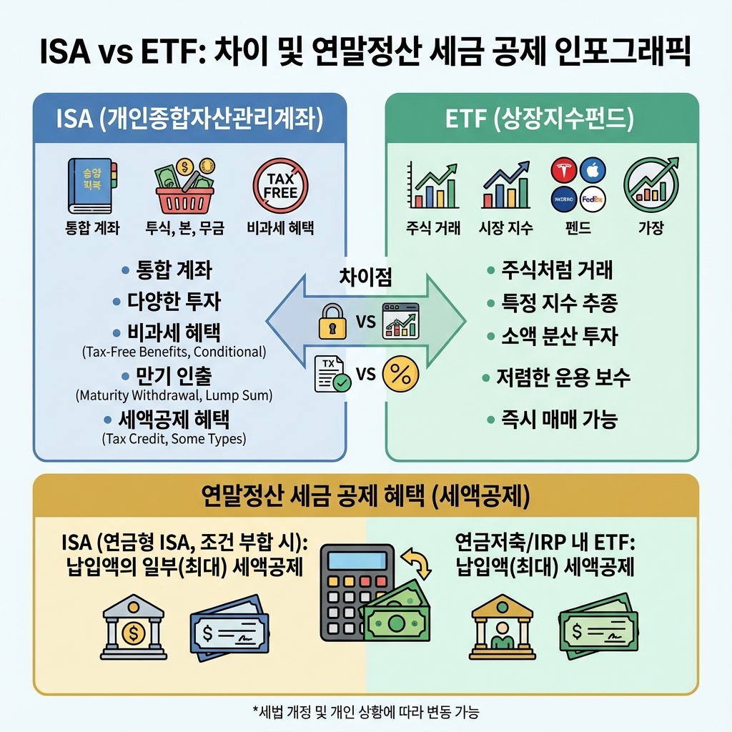 ISA와 ETF 과세 구조 차이를 비교하는 이미지